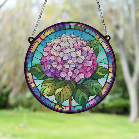 Hydrangea Stained Glass Effect Suncatcher